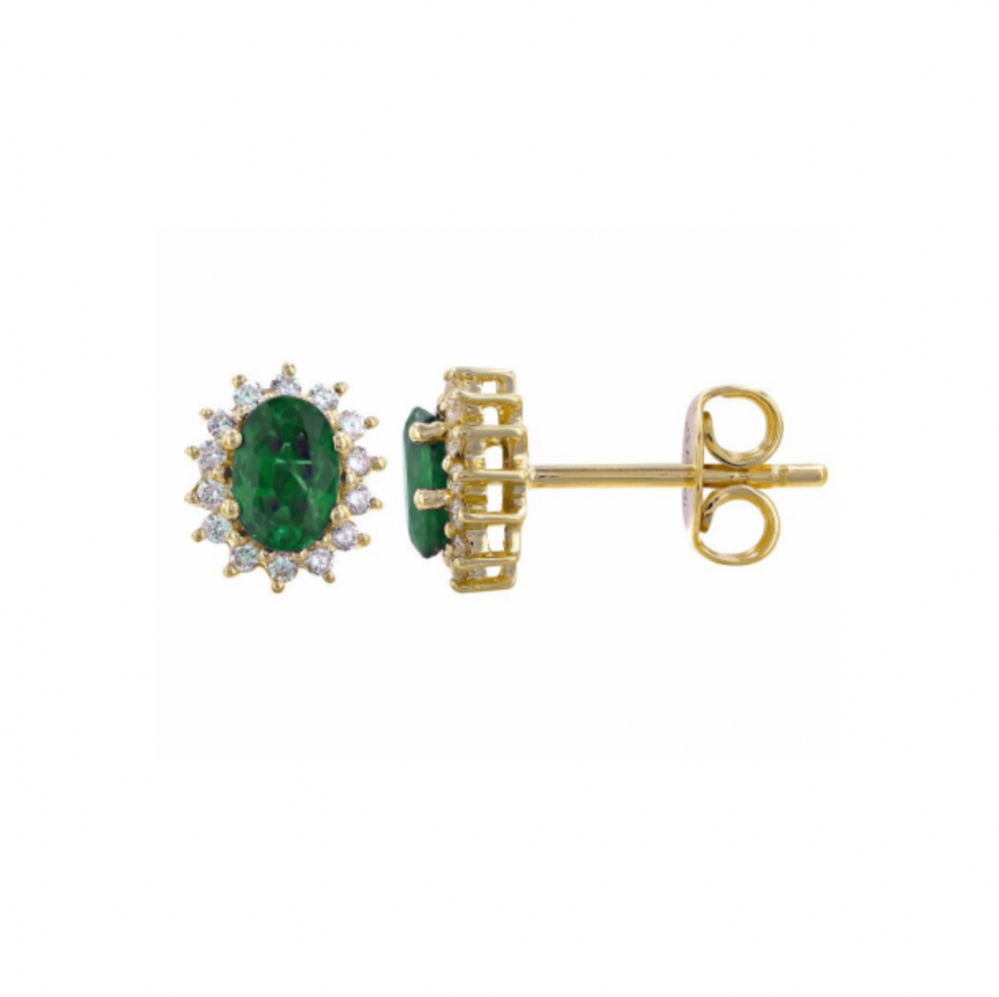 Aretes de Esmeralda Ovalada con Diamantes
