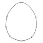 Emerald Cut Detail Diamond Tennis Necklace
