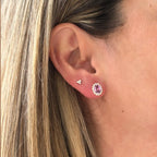 Aretes de Zafiros Morados con Diamante