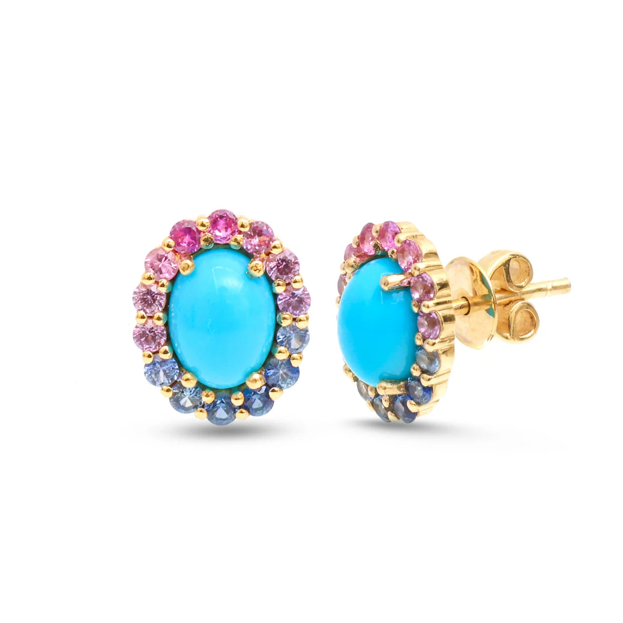 Aretes de Turquesa con Zafiros - Tonos Frios