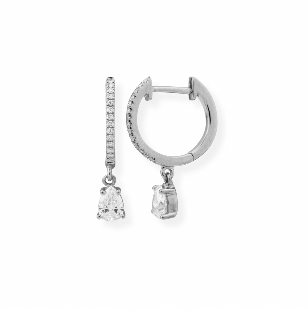 Huggies de Diamantes con Diamante en Pera Colgando