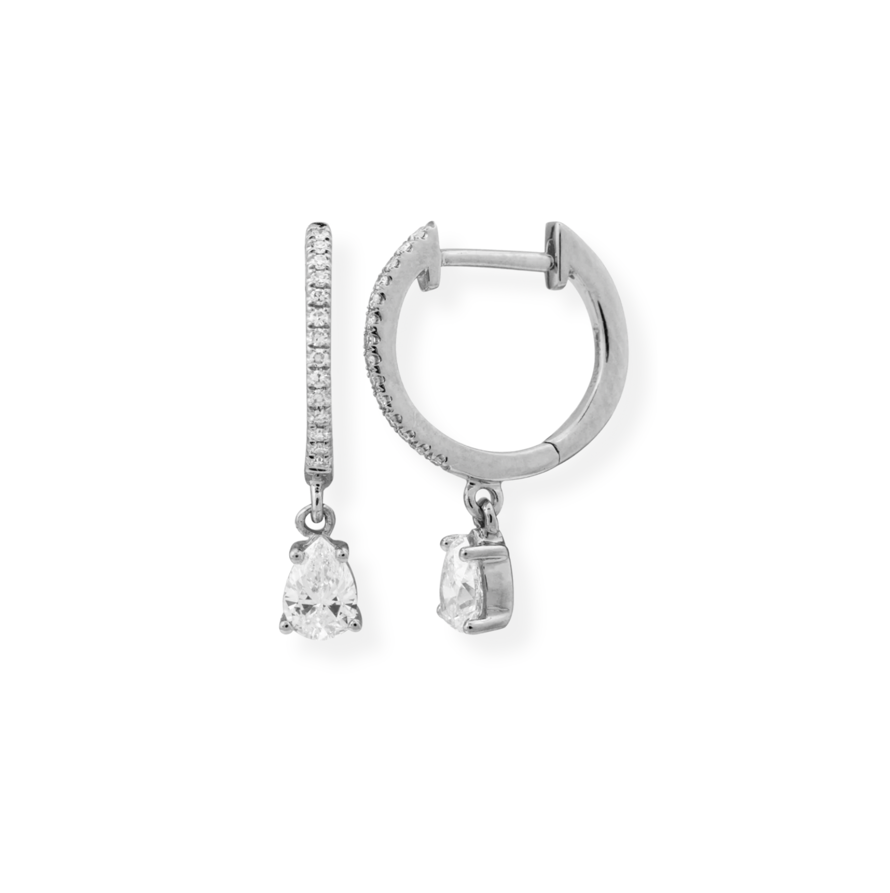 Huggies de Diamantes con Diamante en Pera Colgando