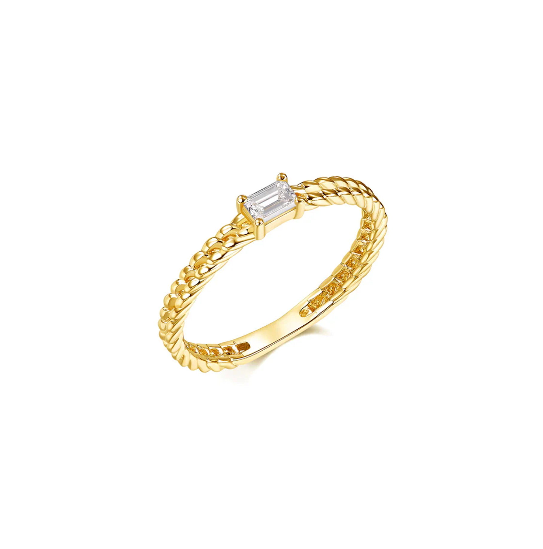 Anillo Trenzado con Diamante