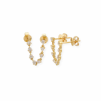 Aretes de Diamantes Doble Piercing