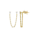 Aretes de Diamantes Doble Piercing con Diamante en Pera