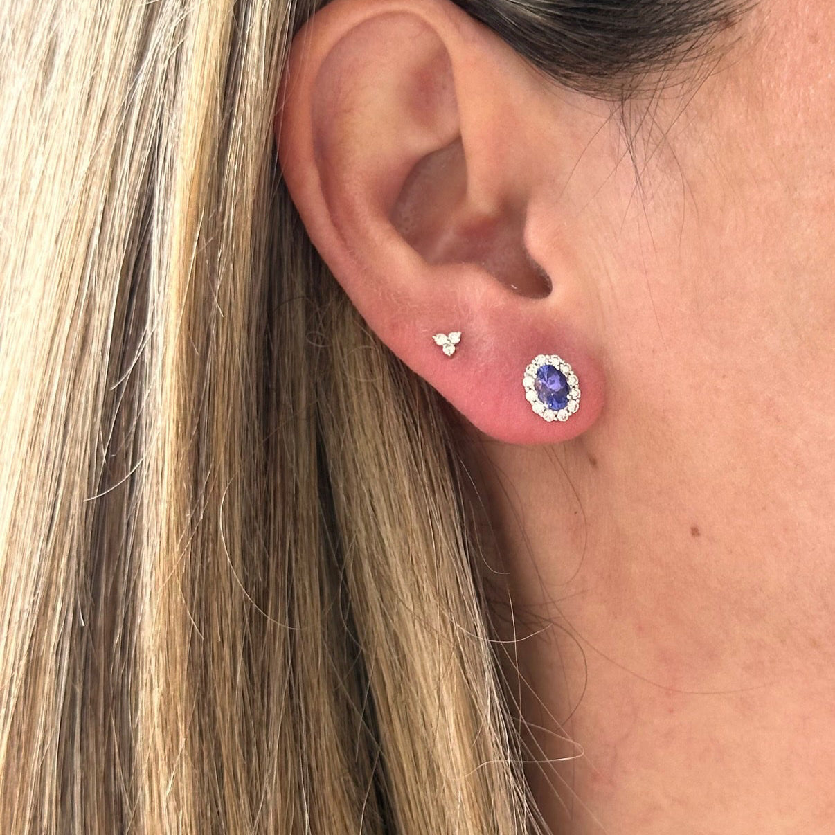 Aretes de Tanzanita con Diamantes