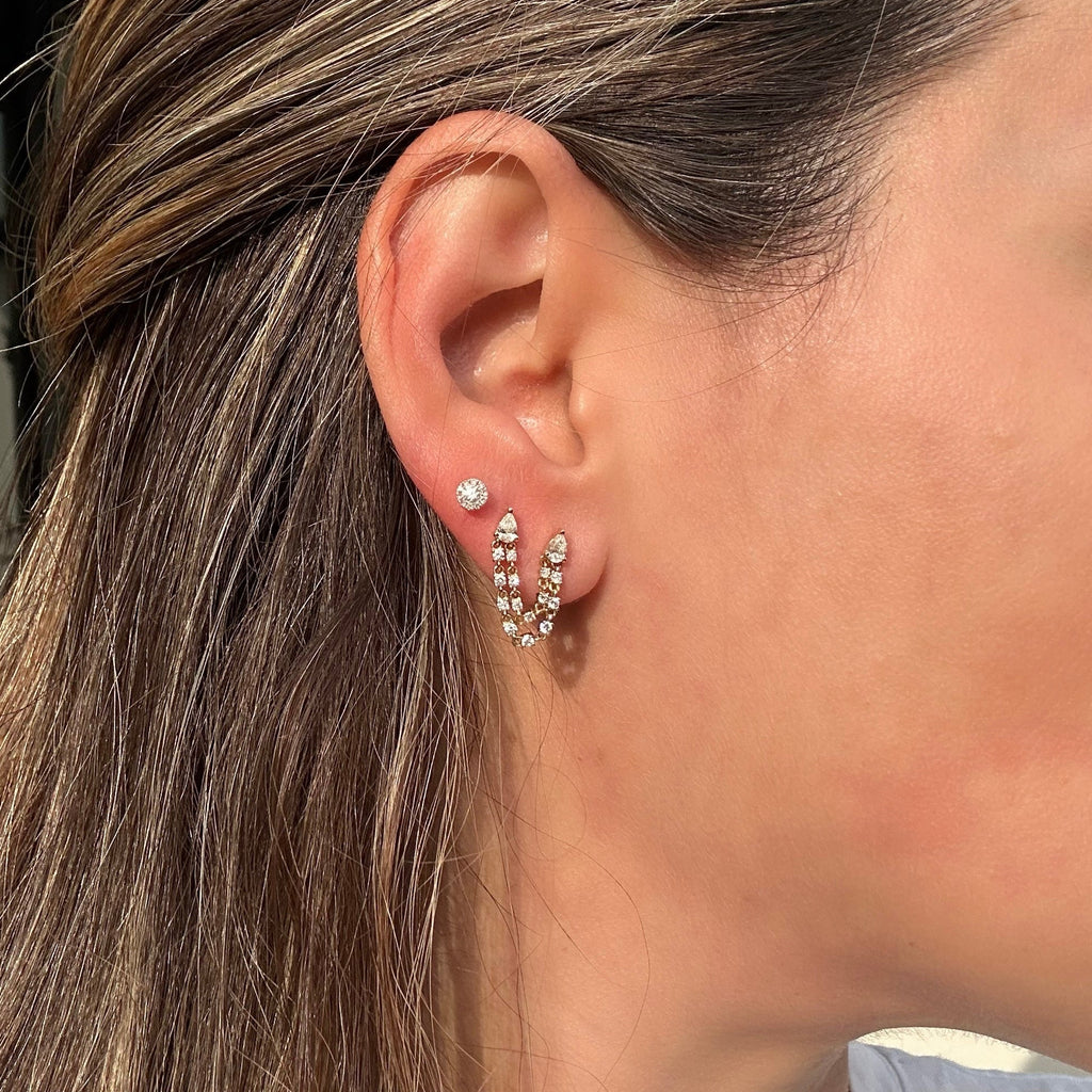 Arete de Diamantes en Pera para Doble Piercing