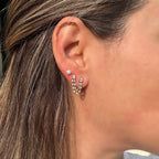Arete de Diamantes en Pera para Doble Piercing