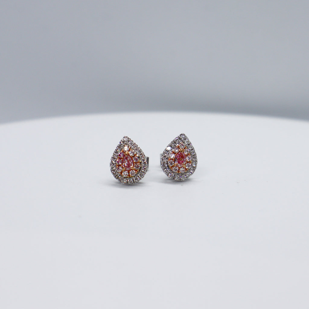 Aretes de Diamantes Rosas y Blancos