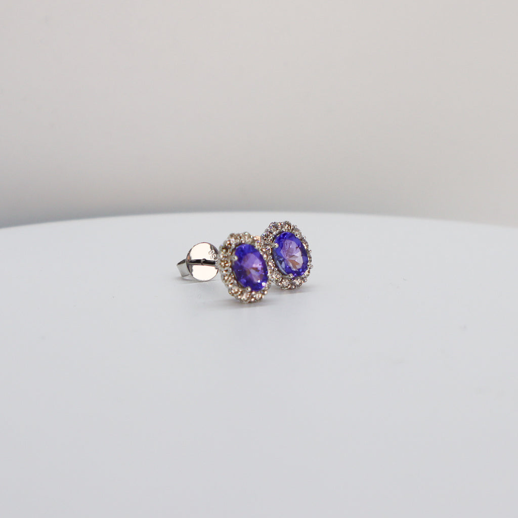 Aretes de Tanzanita con Diamantes
