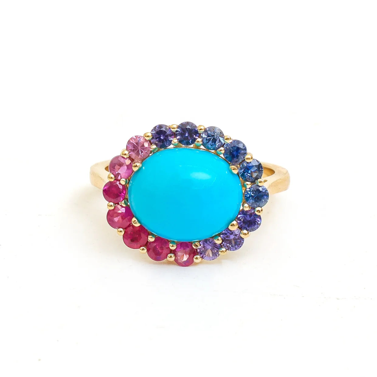 Anillo de Turquesa con Zafiros - Tonos Frios