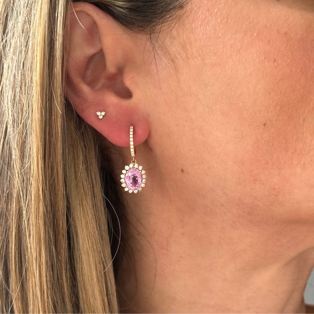 Aretes de Kunzita con Diamantes