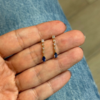 Aretes de Zafiro Largos con Diamantes