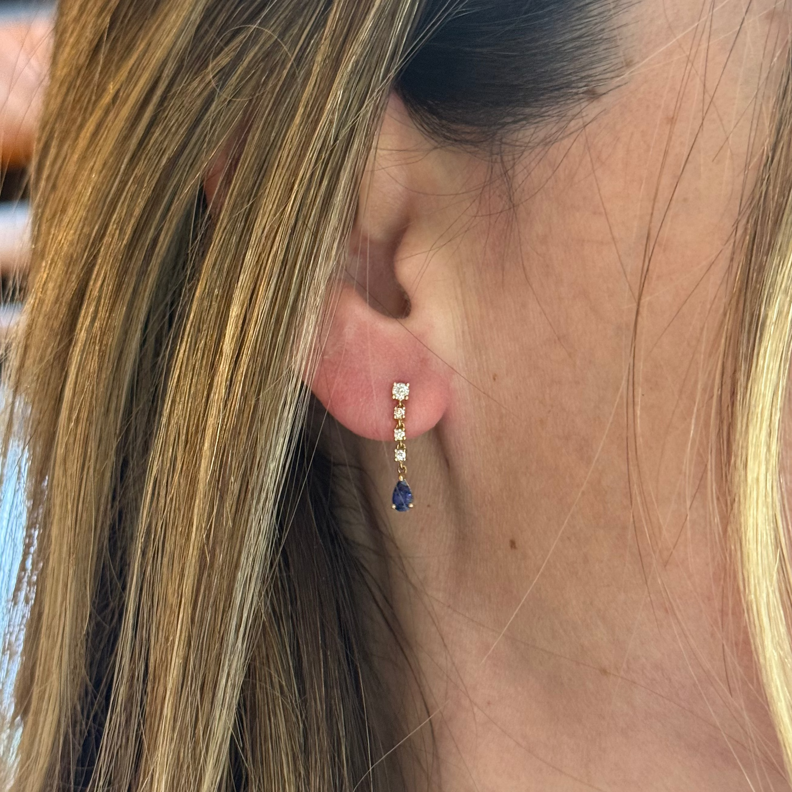Aretes de Zafiro Largos con Diamantes
