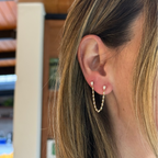 Aretes de Diamantes Doble Piercing con Diamante en Pera