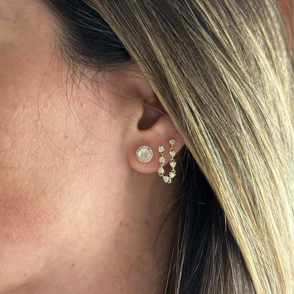 Aretes de Diamantes Doble Piercing