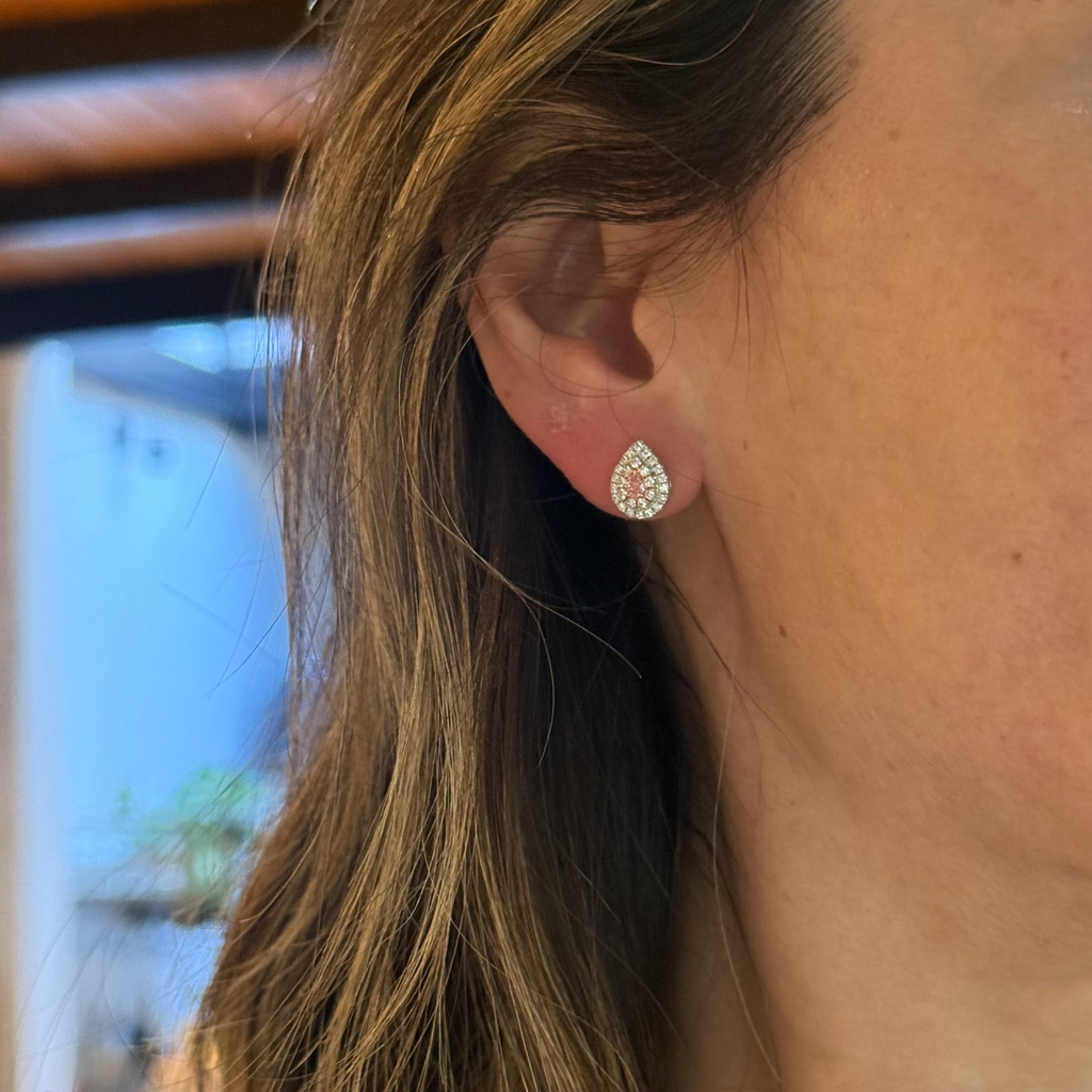 Aretes de Diamantes Rosas y Blancos
