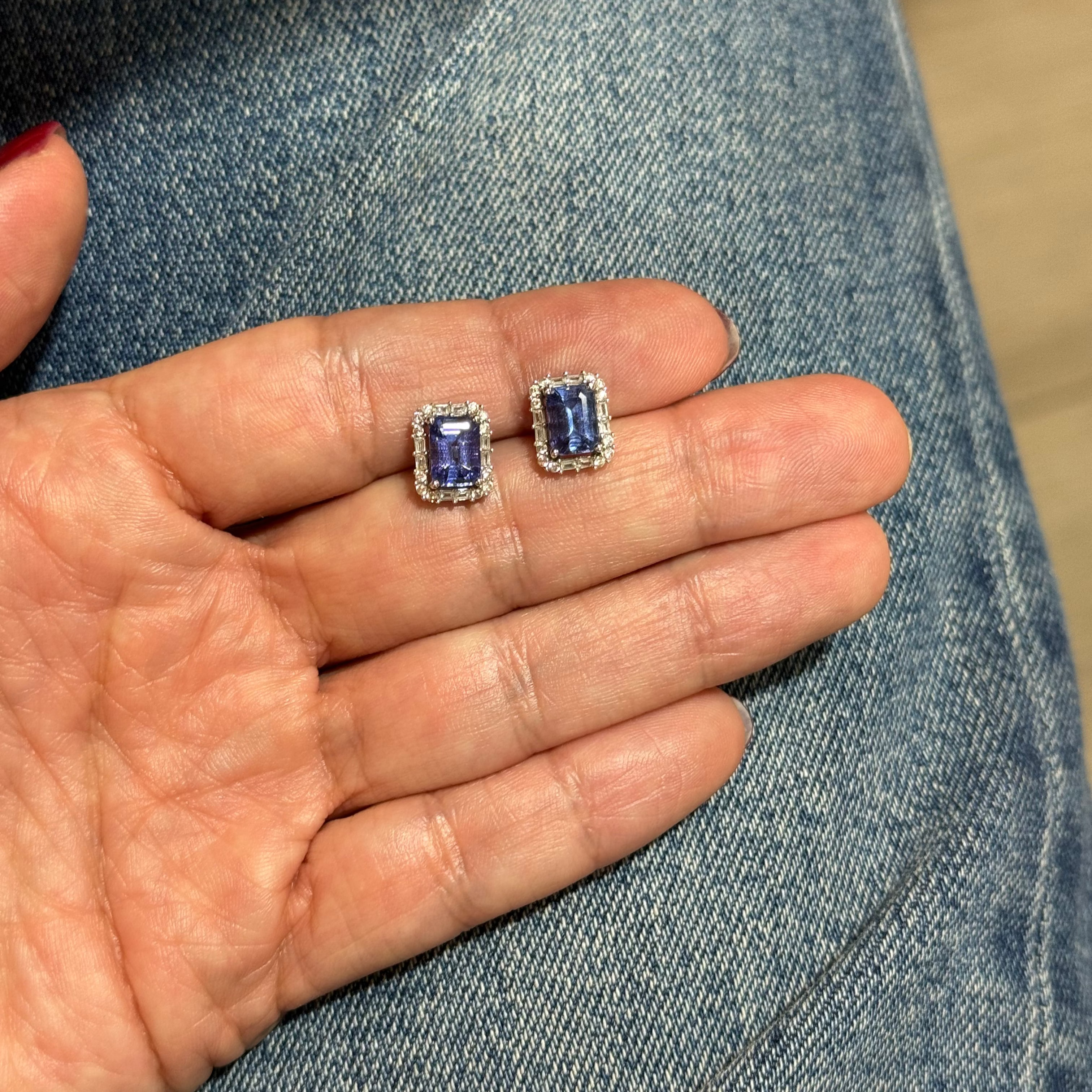 Aretes de Tanzanita con Diamantes