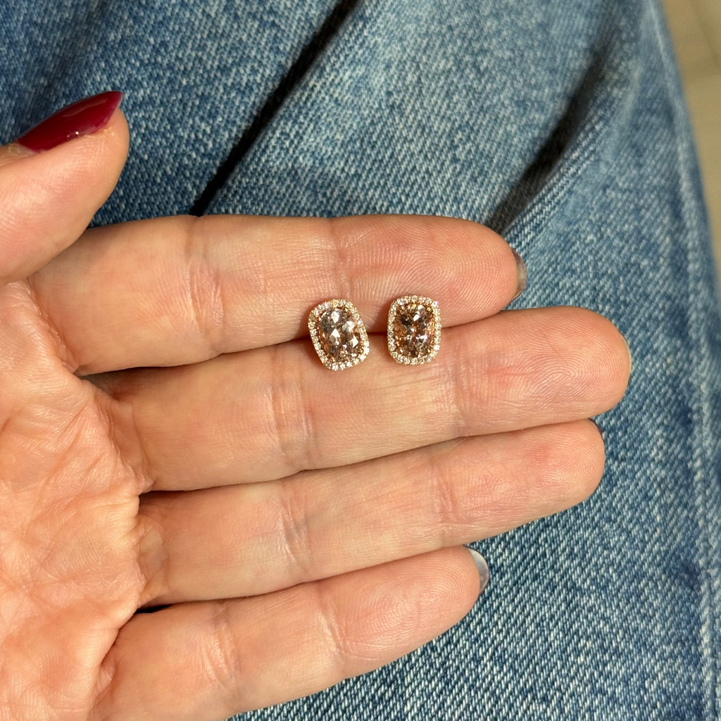 Aretes de Morganita con Diamantes