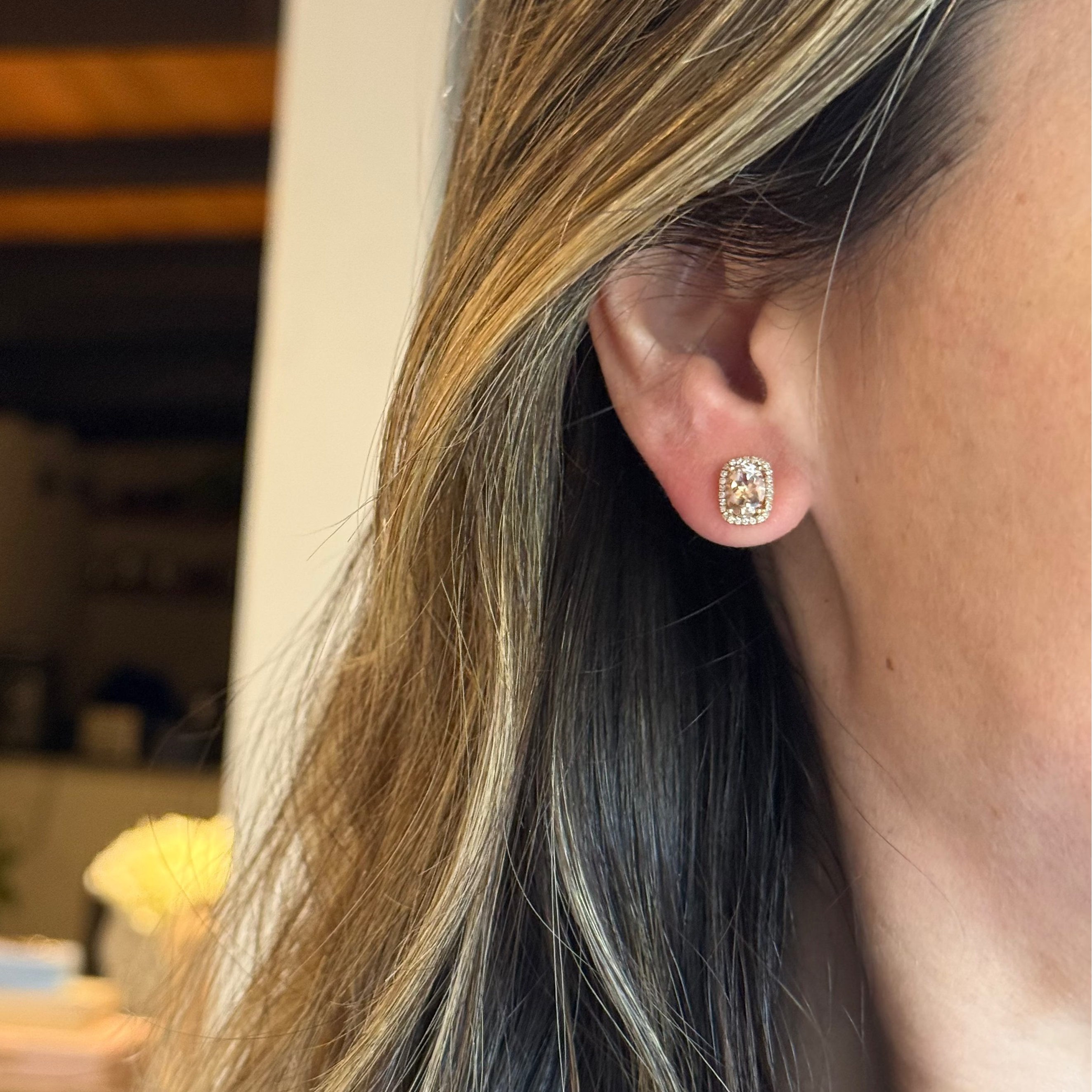 Aretes de Morganita con Diamantes