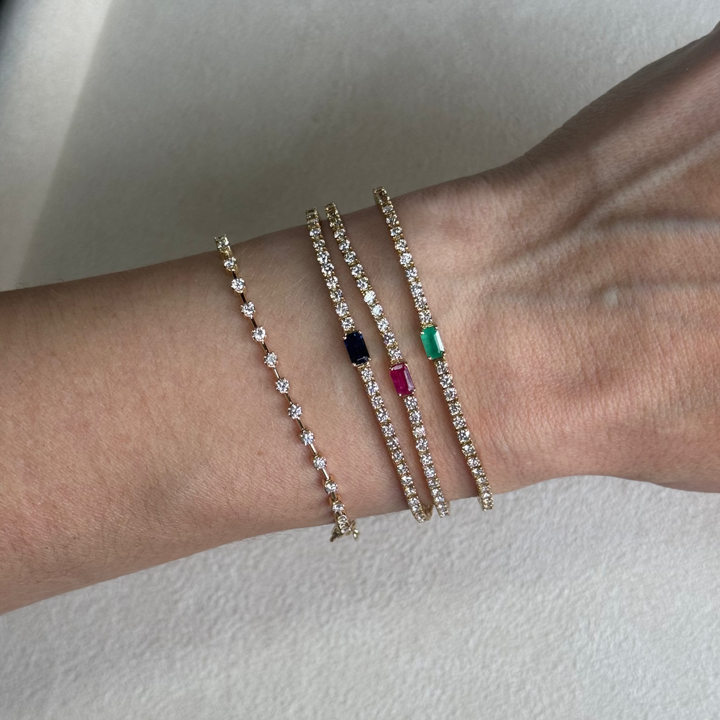 Pulsera de Diamantes con Esmeralda