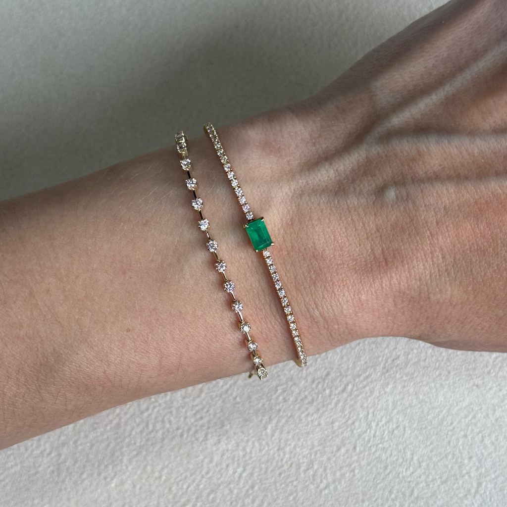 Pulsera de Diamantes con Esmeralda