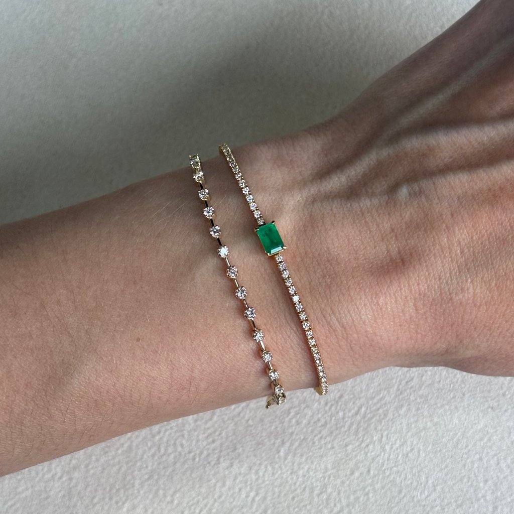 Pulsera de Diamantes con Esmeralda