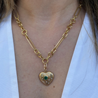 Charm de Corazon con Diamantes y Esmeralda