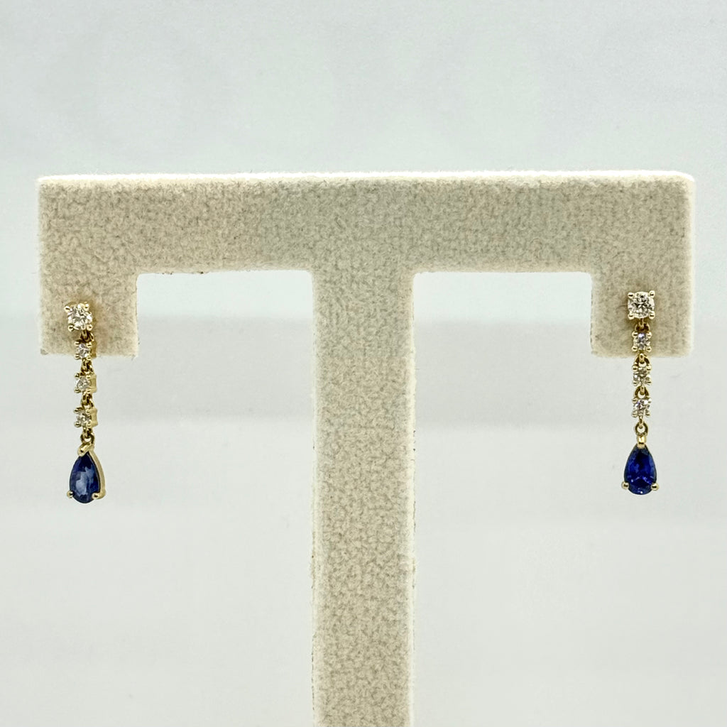 Aretes de Zafiro Largos con Diamantes