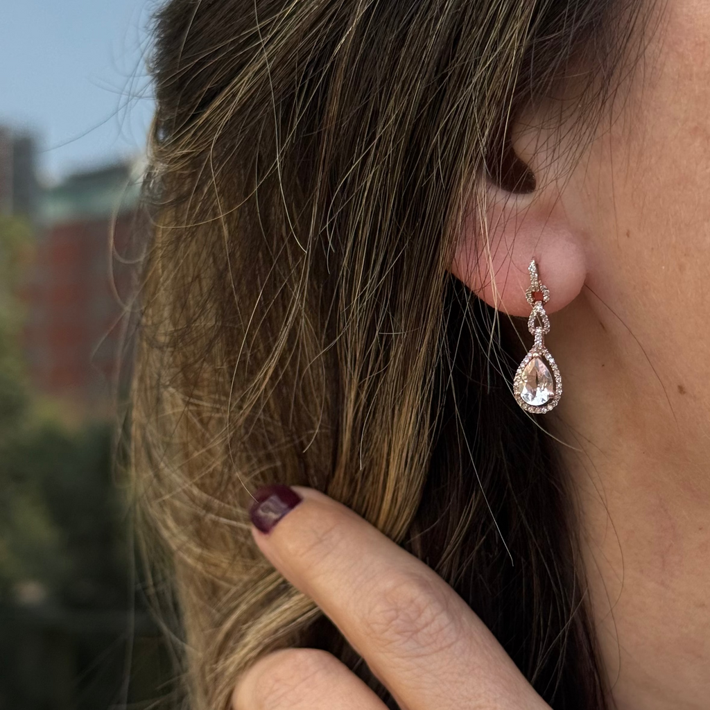 Aretes de Morganita y Diamantes