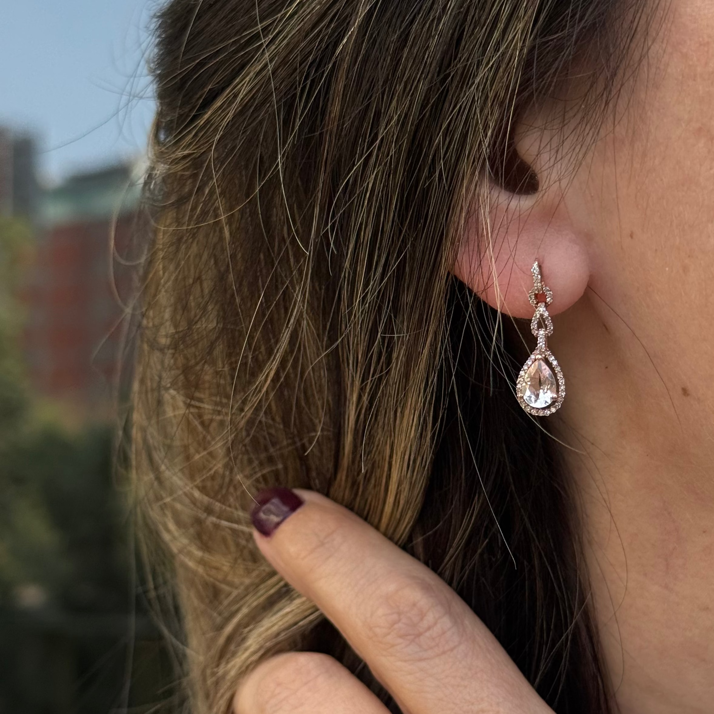 Aretes de Morganita y Diamantes