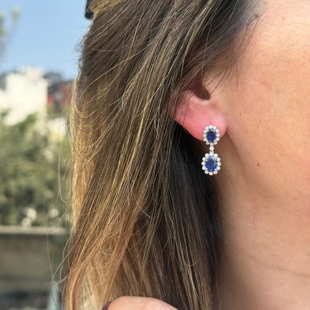 Aretes de Zafiros con Diamantes