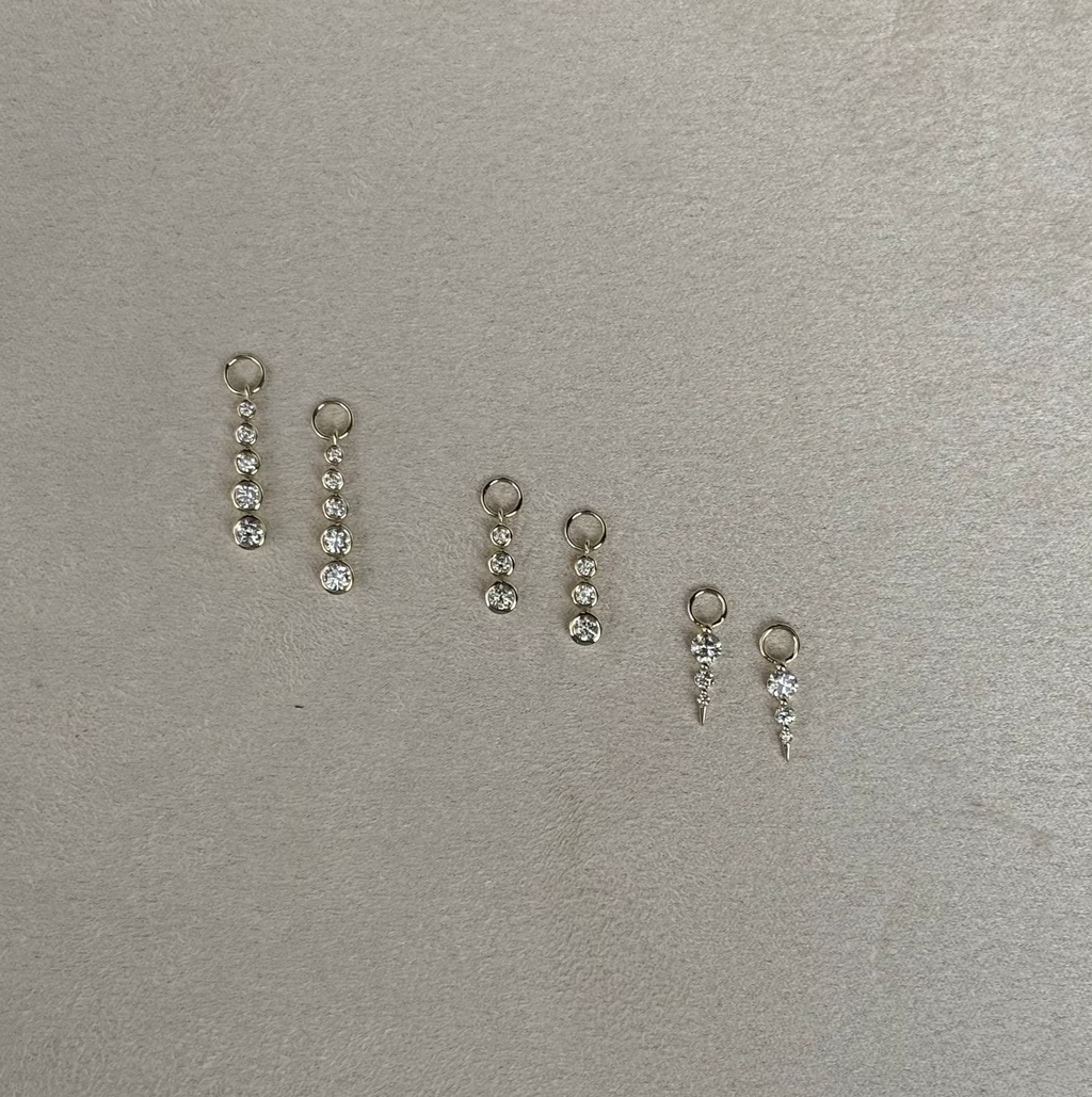 Charm para Aretes Biselado 5 Diamantes
