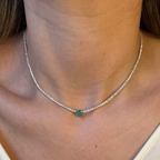 Tennis Necklace con Esmeralda en Corte Corazón
