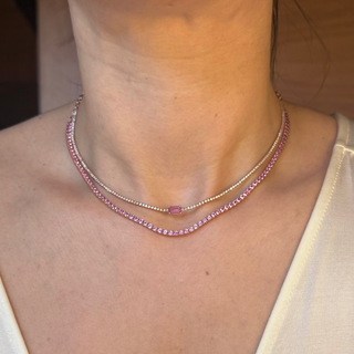 Collar de Diamantes y Zafiros Rosas