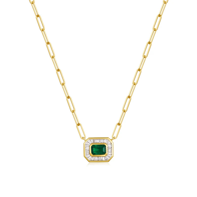 Collar con Dije de Esmeralda y Baguettes