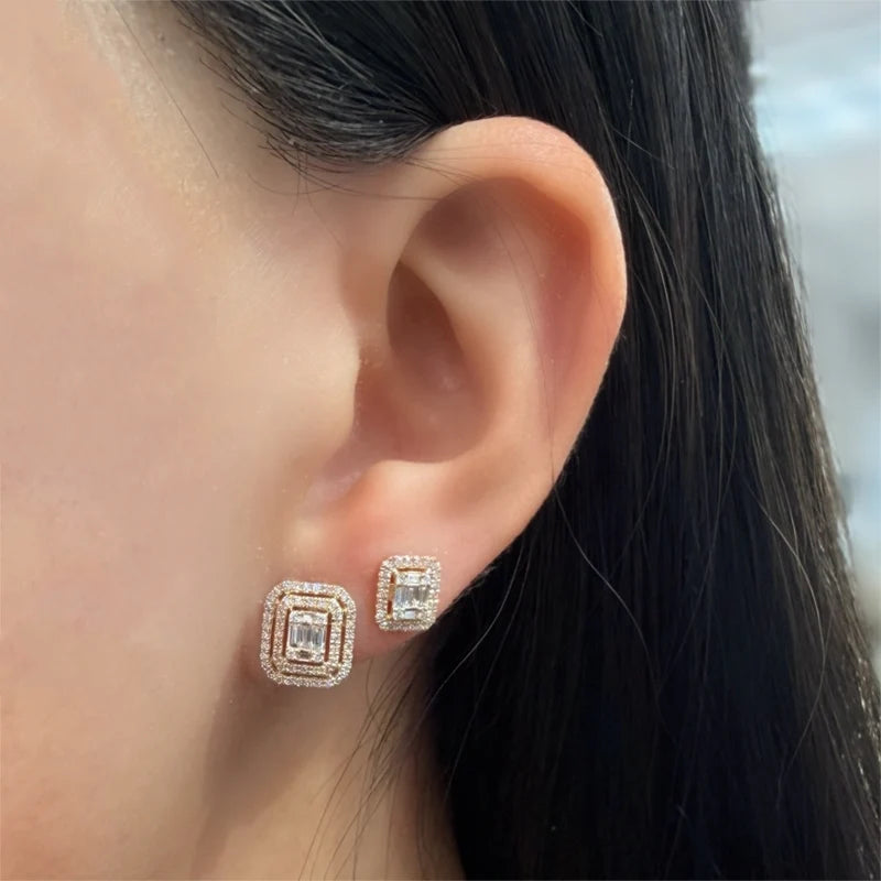 Studs Doble Halo de Diamantes