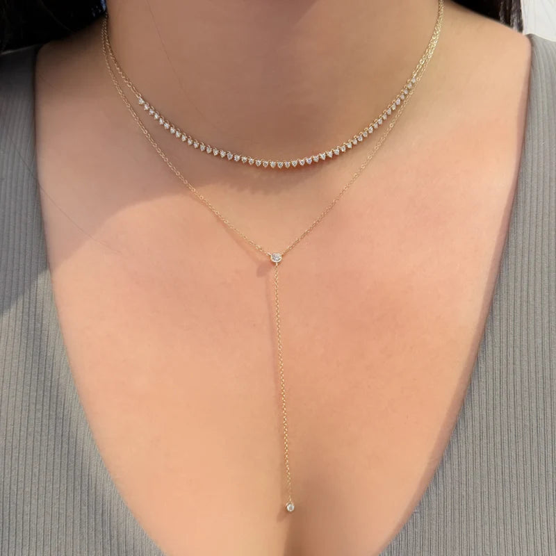 Collar Lariat con Diamantes Biselados