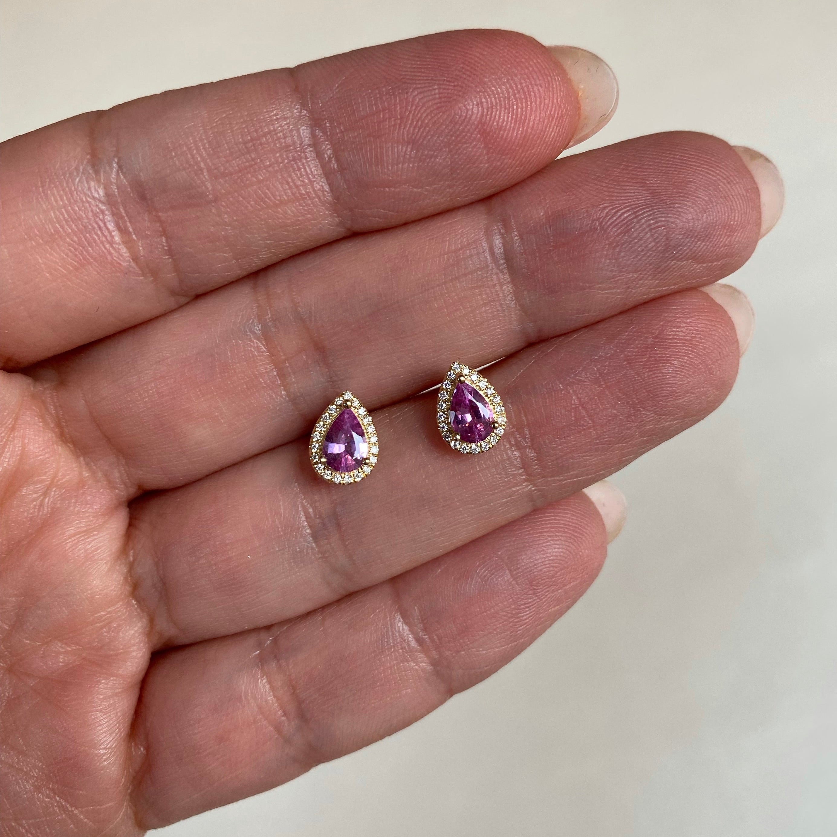 Aretes de Zafiro Rosa con Diamantes